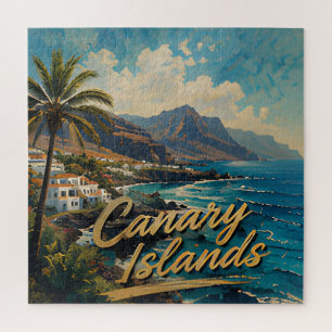Puzzle Paysage de plage à l'aquarelle des îles Canaries