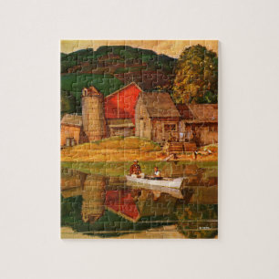 Puzzle Paysage d'étang de ferme par Mead Schaeffer