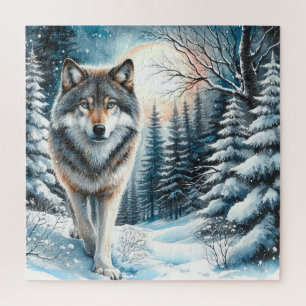 Puzzle Paysage D'Hiver Avec Loup