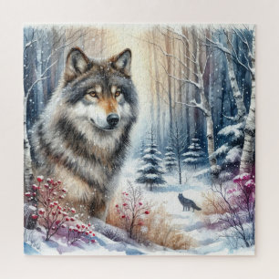 Puzzle Paysage D'Hiver Avec Loup