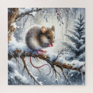 Puzzle Paysage D'Hiver Avec Souris