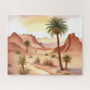 Puzzle Paysage du désert avec palmiers dattes