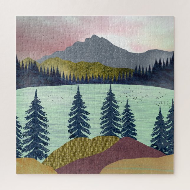 Puzzle Paysage du lac Red Sky (Vertical)