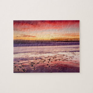 Puzzle Paysage et jetée au coucher du soleil, CA