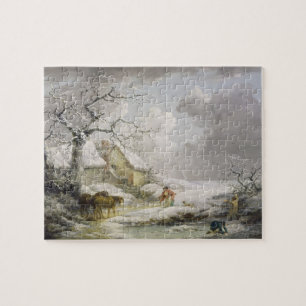 Puzzle Paysage hivernal avec des hommes qui font des vagu