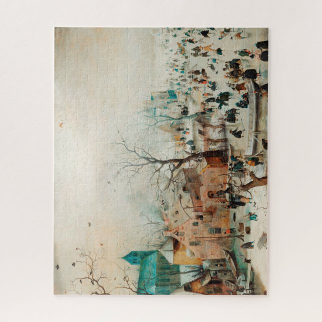 Puzzle Paysage hivernal avec patineurs sur glace - Averca (Vertical)