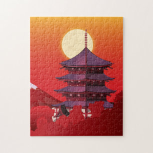 Puzzle Paysage japonais dessin animé de voyage
