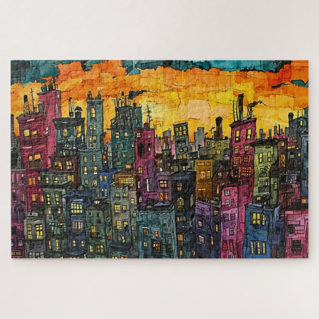 Puzzle Paysage lunaire - Aquarelle (Horizontal)