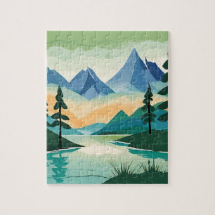 Puzzle Paysage Montagnes Nature Rivière Scène Image