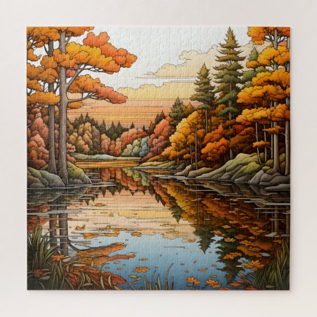 Puzzle Paysage paisible de la rivière Forêt (Vertical)