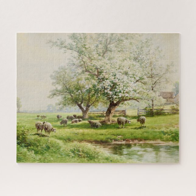 Puzzle Paysage pastoral avec pâturage de moutons (Horizontal)