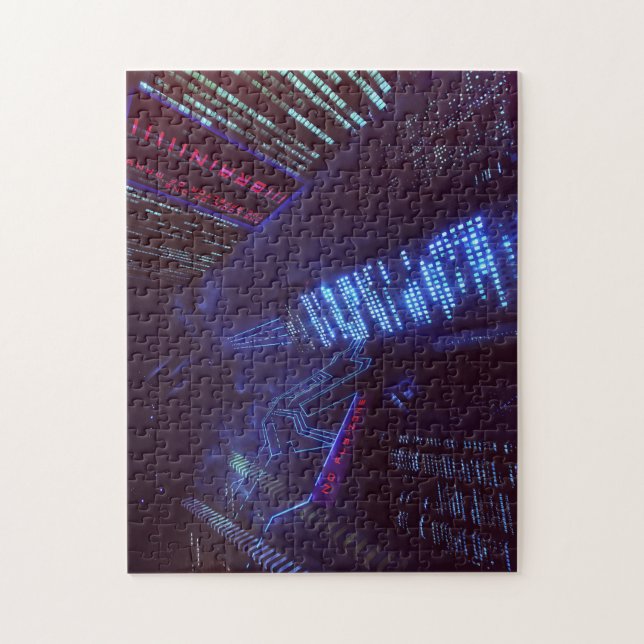 Puzzle Paysage urbain de Cyberpunk de nuit (Vertical)