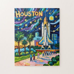 Puzzle Paysage urbain de Houston Space Center Rocket Van 