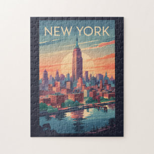 Puzzle Paysage urbain de New York City Art de voyage vint