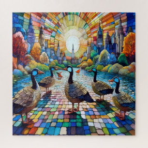 Puzzle Paysage urbain vibrant en verre coloré