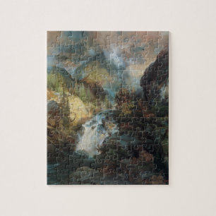 Puzzle Paysage vintage Cascade dans les montagnes par Mor