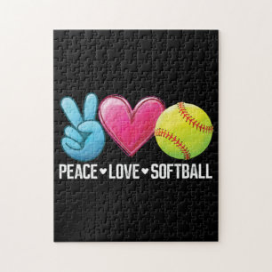 Puzzle Peace Love Softball