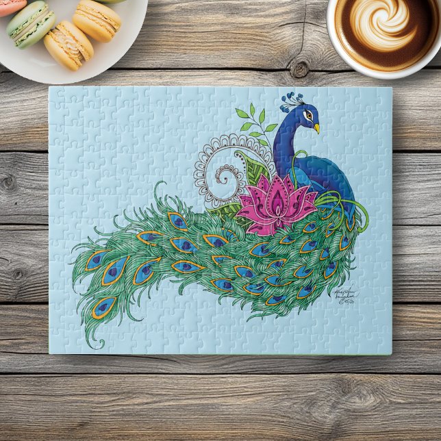 Puzzle Peacock Blue Lotus Fleur Henné (Créateur téléchargé)