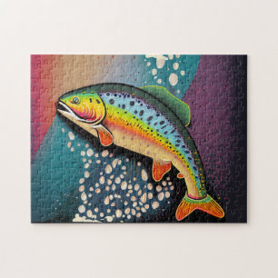 Puzzle Pêche à la truite arc-en-ciel personnalisable
