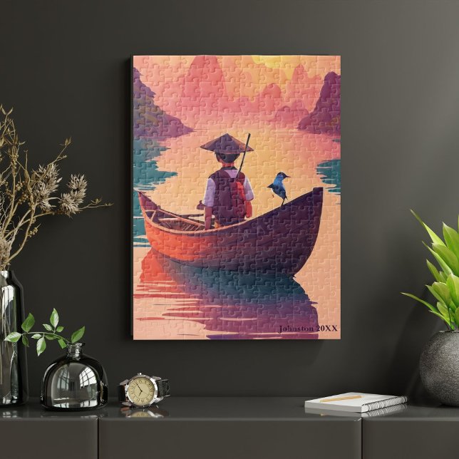 Puzzle Pêche au coucher du soleil (Créateur téléchargé)