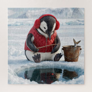 Puzzle Pêche sur glace de pingouin sur un glacier arctiqu