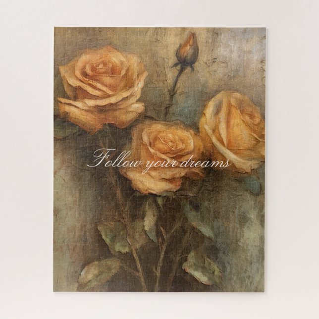 Puzzle Pêcher Rose Floral Romantique (Vertical)