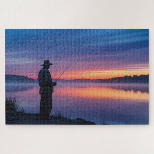 Puzzle Pêcheur au coucher du soleil