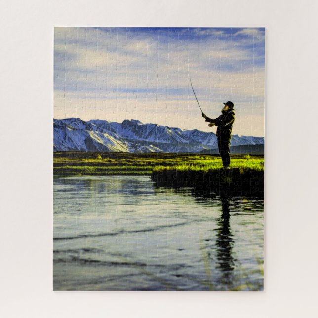 Puzzle Pêcheur du lac Fishing Mountain (Vertical)