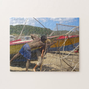 Puzzle Pêcheurs de Jamaïque sur une plage.