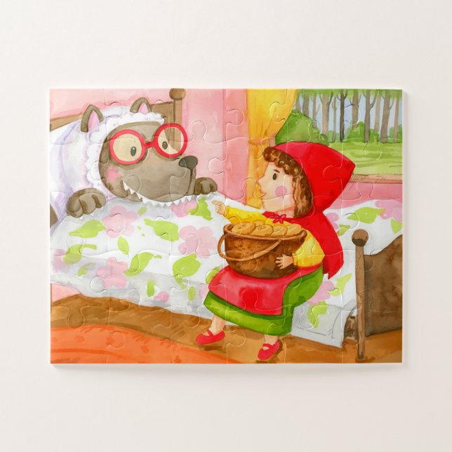 Puzzle Peint À La Main Petit Chaperon Rouge Grand Mauvais (Horizontal)