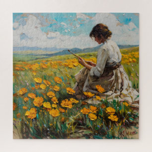 Puzzle Peintre dans la prairie