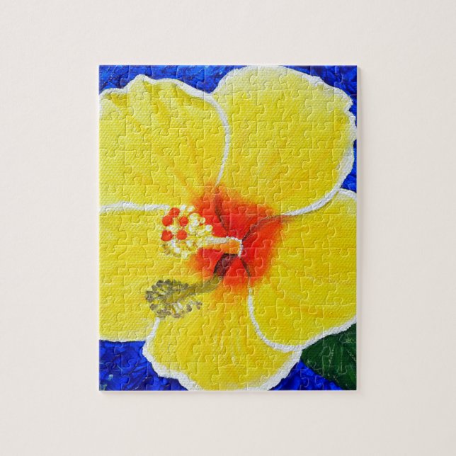 Puzzle Peinture à fleurs d'Hibiscus jaune (Vertical)