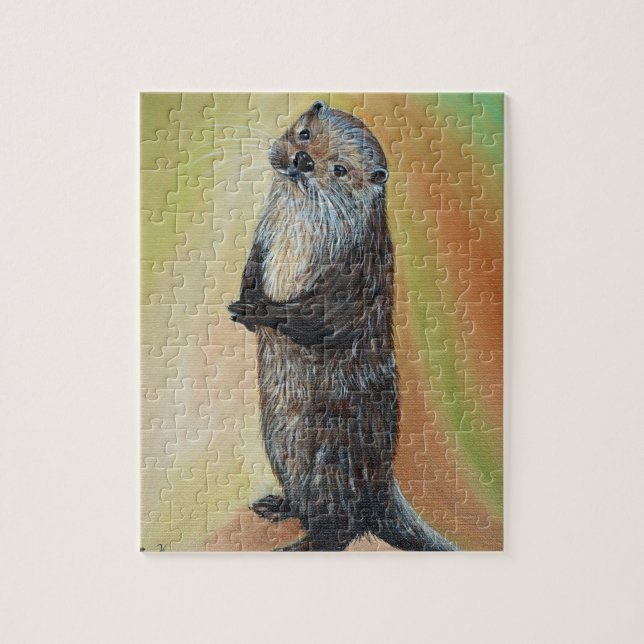 Puzzle Peinture à la loutre de la rivière debout (Vertical)