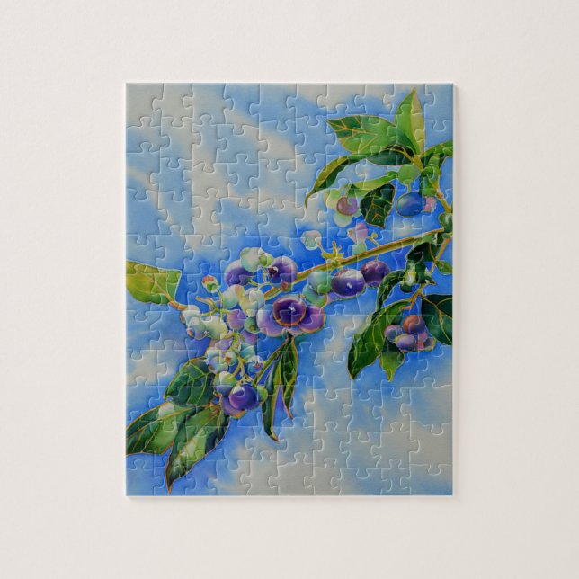 Puzzle peinture à l'aquarelle de bleuet (Vertical)