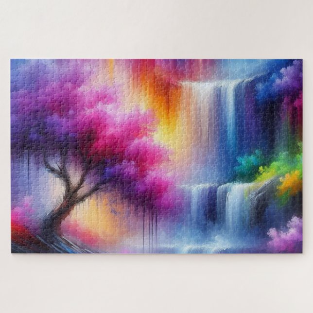 Puzzle Peinture à l'huile d'art Abstrait Cascade IA génér (Horizontal)