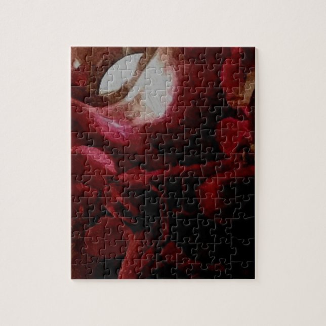 Puzzle Peinture à l'huile de bougie rouge foncé (Vertical)