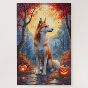 Puzzle Peinture à l'huile de lune gothique Akita Hallowee