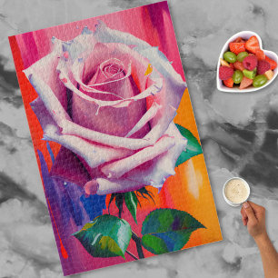 Puzzle Peinture à l'huile de rose rose d'art moderne vibr