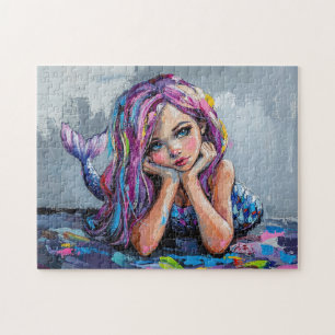 Puzzle Peinture à l'huile de sirène colorée