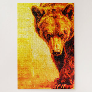 Puzzle Peinture à l'huile d'ours brun Art faunique