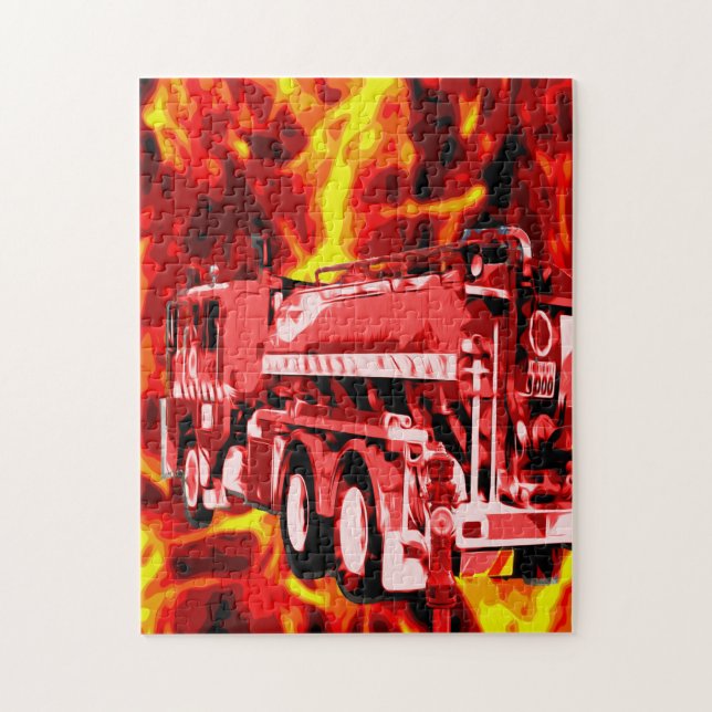 Puzzle Peinture à l'huile du moteur à feu rouge, (Vertical)