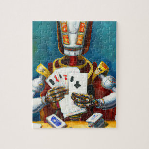 Puzzle Peinture à l'huile d'un robot cartes de jeu