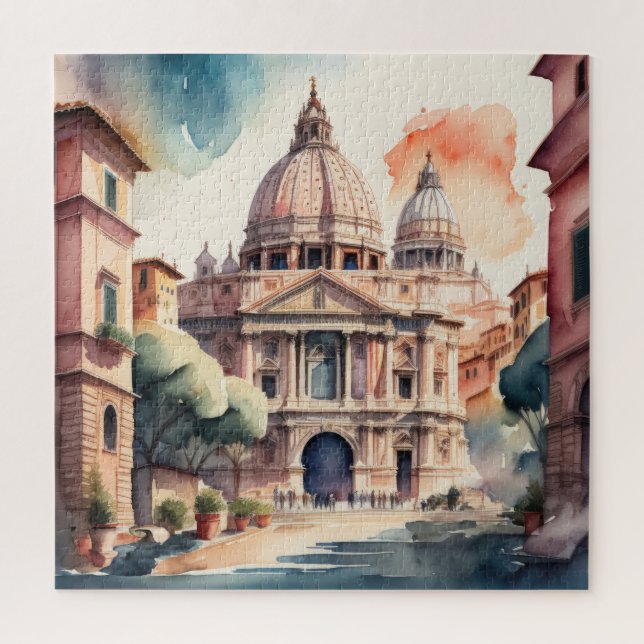 Puzzle Peinture aquarelle de la ville italienne antique (Vertical)