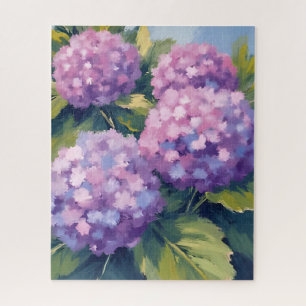 Puzzle Peinture aquarelle florale Hortensias violets