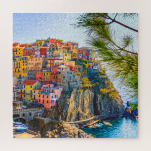 Puzzle Peinture Cinque Terre Riviera italienne Cliff Mer