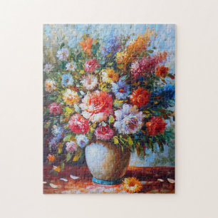 Puzzle Peinture colorée de vase de fleurs en fleurs