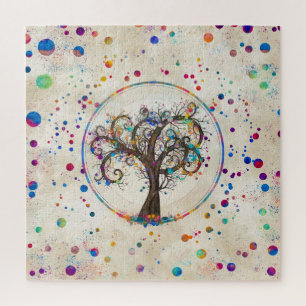 Puzzle Peinture couleur Arbre spiral doré #