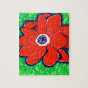 Puzzle Peinture d'anémone rouge vif