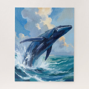 Puzzle Peinture d'animaux océaniques de baleine bleue