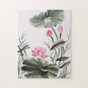Puzzle Peinture d'aquarelle de fleur de Lotus